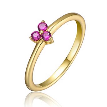 14k Gold over Sterling Silver Triple Cubic Zirconia Ring