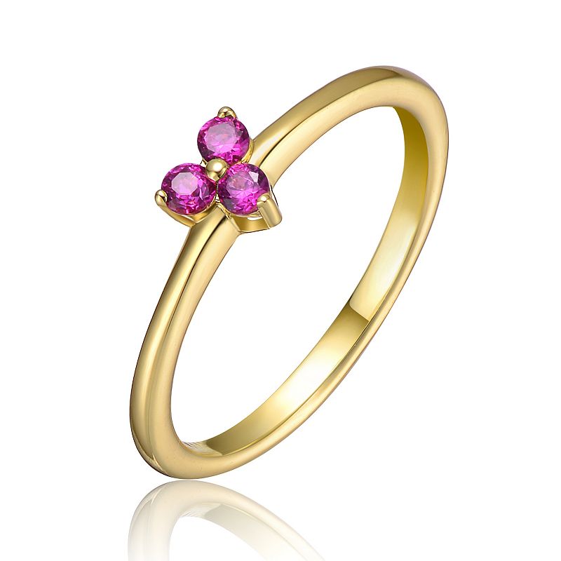 14k Gold over Sterling Silver Triple Cubic Zirconia Ring, Women's, Size: 7, Gold Tone Red