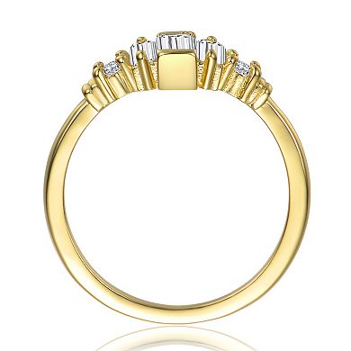 14k Gold over Sterling Silver Clear Cubic Zirconia Cocktail Ring