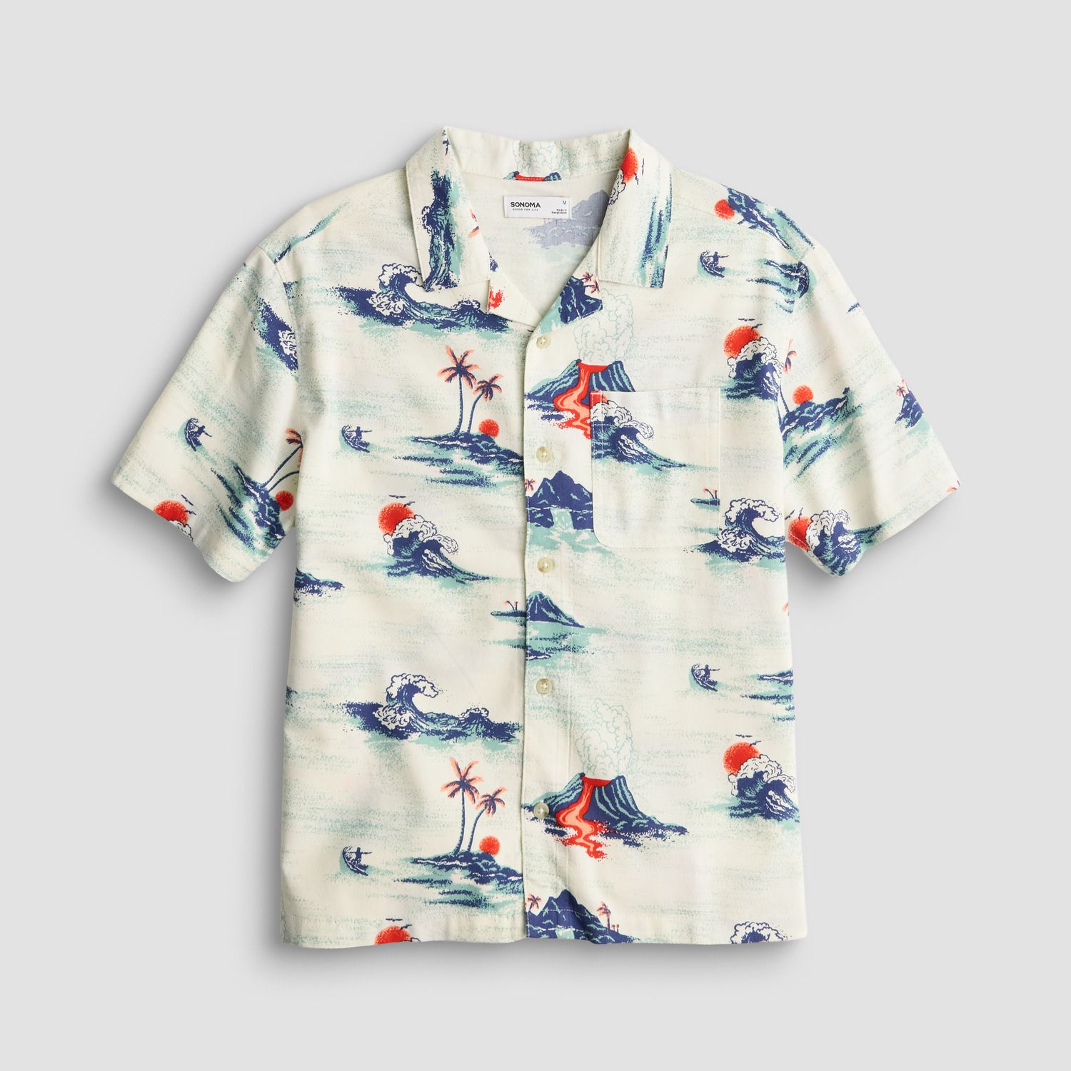 Рубашка Sonoma Goods For Life® Short Sleeve Camp in Regular & Husky для мальчиков, цвет: Слоновая кость — фото 1