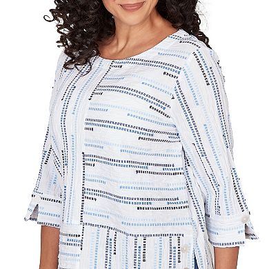 Petite Alfred Dunner Spliced Jacquard Stripe Top