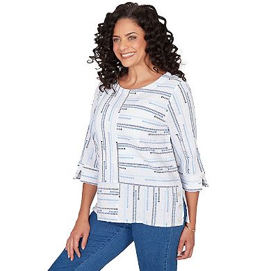 Petite Alfred Dunner Spliced Jacquard Stripe Top