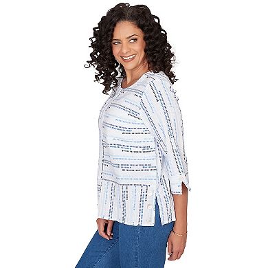 Petite Alfred Dunner Spliced Jacquard Stripe Top