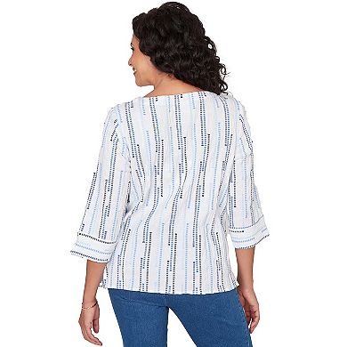 Petite Alfred Dunner Spliced Jacquard Stripe Top