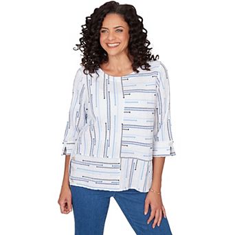 Petite Alfred Dunner Spliced Jacquard Stripe Top