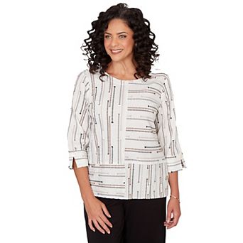 Petite Alfred Dunner Spliced Jacquard Stripe Top