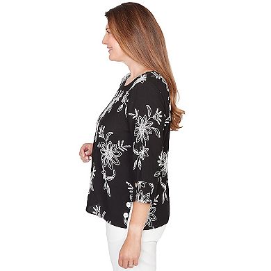 Petite Alfred Dunner Tossed Floral Embroidered Top