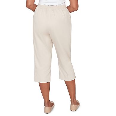 Petite Alfred Dunner Solid Twill Button Hem Capri Pants