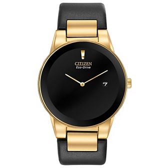 Citizen Eco-Drive Men's Goldtone Stainless Leather Strap Watch