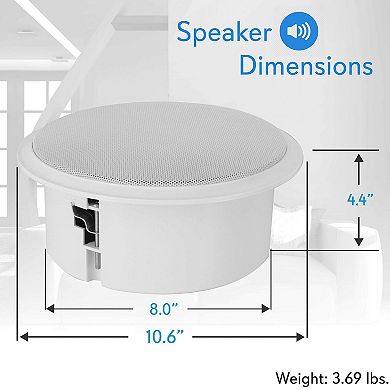 Pyle Home 8” Ceiling Wall Mount Speaker - Full