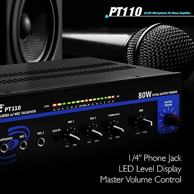 Pyle 80W Compact PA Mono Amplifier - Professional