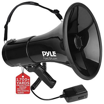 Pyle 50 watt Megaphone with Siren Mode, AUX Input, and Handheld Microphone - PMP53IN
