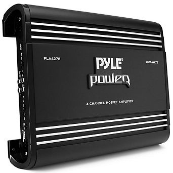 Pyle 4-Channel Bridgeable MOSFET Car Amplifier - 2000W Max - Silver RCA Inputs - Black - 1 ct