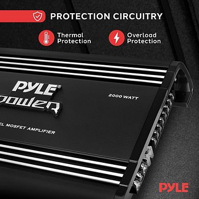 Pyle 4-Channel Bridgeable MOSFET Car Amplifier - 2000W Max - Silver RCA Inputs - Black - 1ct