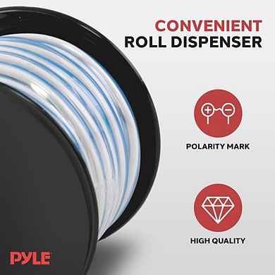 Pyle 18 Gauge 50 ft. Marine Grade Stereo Speaker Wire - Blue/White Insulation - Spool - 1ct