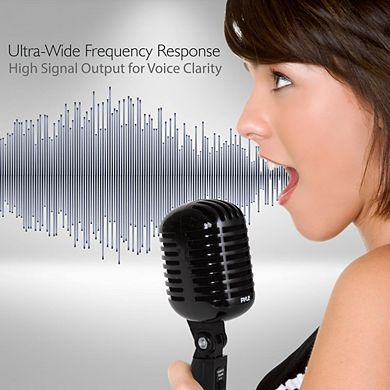 Pyle Classic Retro Vintage Microphone - Dynamic Vocal Mic with 16' ft. XLR Cable, Black