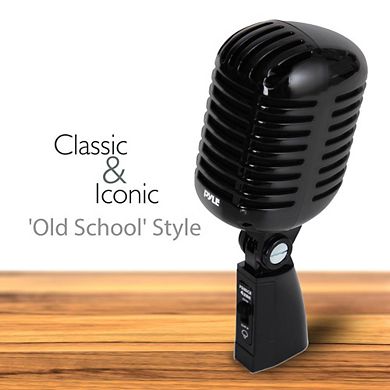 Pyle Classic Retro Vintage Microphone - Dynamic Vocal Mic with 16' ft. XLR Cable, Black
