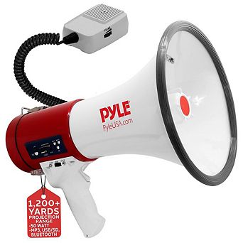 Pyle 50 watt Portable Megaphone with Rechargeable Battery, USB/SD Readers, and Siren - PMP57LIA