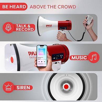 Pyle 50-Watt Portable Megaphone with Rechargeable Battery, USB/SD Readers, and Siren - PMP57LIA