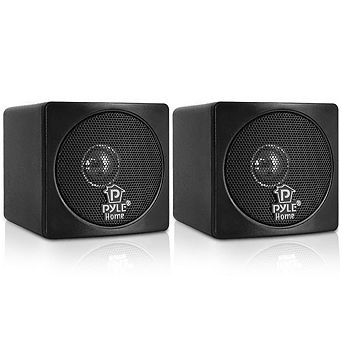 Pyle 3'' Mini Cube Bookshelf Speakers - 100W, Full Range, Video Shielded
