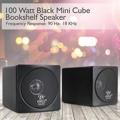 Pyle 3'' Mini Cube Bookshelf Speakers - 100W, Full Range, Video Shielded