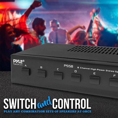 Pyle High Power Stereo Speaker Selector, 8-Channel, 100W, Individual Volume Control