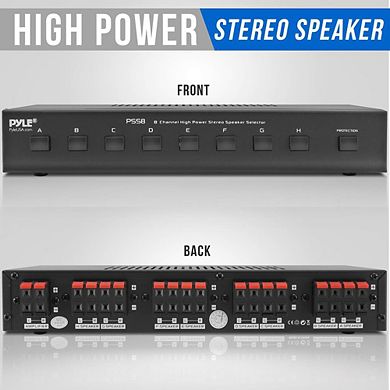 Pyle High Power Stereo Speaker Selector, 8-Channel, 100W, Individual Volume Control