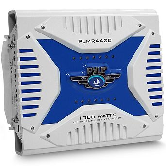Pyle 4-Channel Elite Series Marine Amplifier - 1000W Bridgeable Waterproof Amp - White - 1 ct