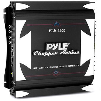 Pyle 2-Channel Bridgeable MOSFET Car Amplifier - 1400W Max - Slim Design with Crossover - Black