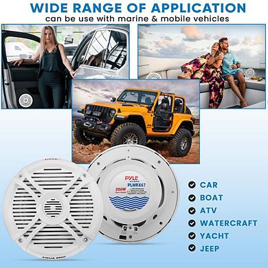 Pyle 6.5" Waterproof Marine Component Speakers 250 Watts 2-Way Full Range