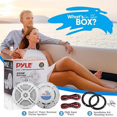 Pyle 6.5" Waterproof Marine Component Speakers 250 Watts 2-Way Full Range