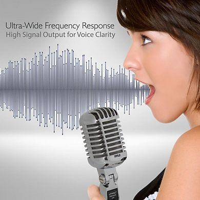 Pyle Classic Retro Vintage Microphone - Dynamic Vocal Mic with 16' ft. XLR Cable & Travel Case