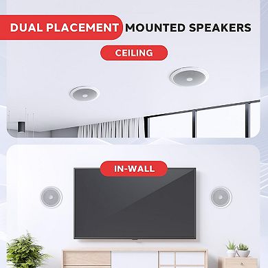 Pyle 8” Ceiling Wall Mount-Pair Of 2-Way Midbass