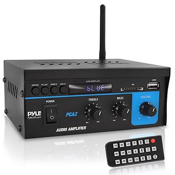 Pyle Compact Bluetooth Stereo Power Amplifier, 2x40W, USB/SD/FM, RCA Input, LED Display