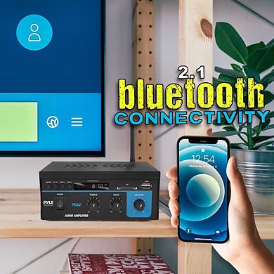 Pyle Compact Bluetooth Stereo Power Amplifier, 2x40W, USB/SD/FM, RCA Input, LED Display