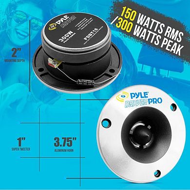 Pyle 3.75" Bullet Titanium Horn Tweeter - Aluminum Bullet Titanium - 300W Peak - Silver - 1ct