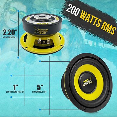 Pyle 5'' Mid-Bass Woofer - 200W Peak Power - Yellow Poly Cone with Rubber Surround - PLG54