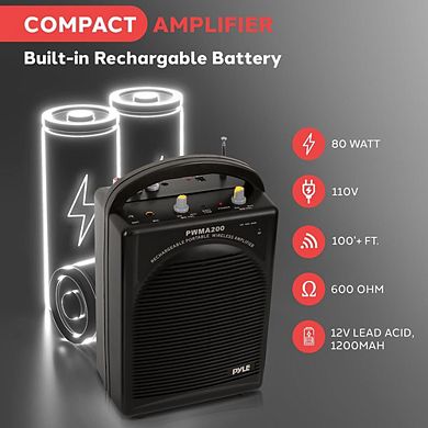 Pyle Portable PA Speaker & Microphone System - FM Stereo Radio, Aux & Microphone Inputs