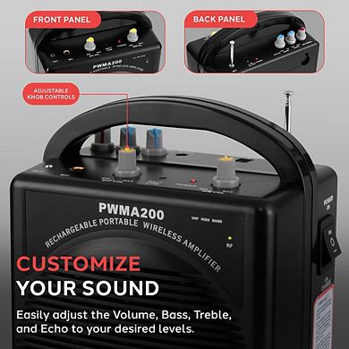 Pyle Portable PA Speaker & Microphone System - FM Stereo Radio, Aux & Microphone Inputs