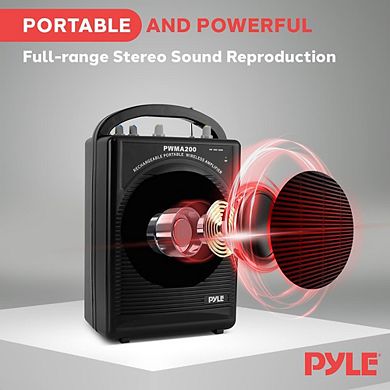 Pyle Portable PA Speaker & Microphone System - FM Stereo Radio, Aux & Microphone Inputs