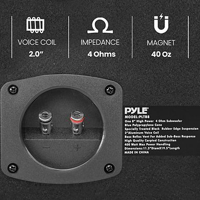 Pyle 8'' High Power Subwoofer Tube Enclosure System - 400W - Black/Blue - PLTB8