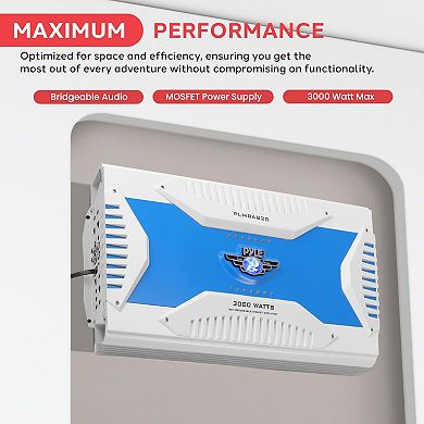 Pyle 8-Channel Elite Marine Amplifier 3000 Watts Bridgeable Waterproof with MOSFET Power Supply