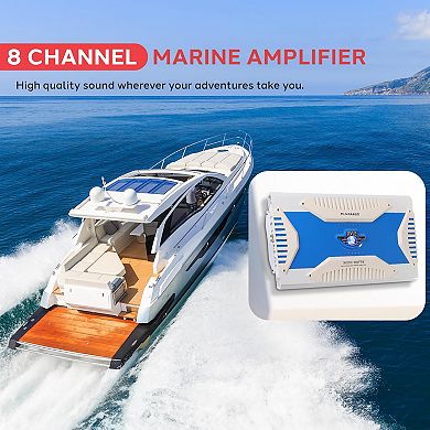 Pyle 8-Channel Elite Marine Amplifier 3000 Watts Bridgeable Waterproof with MOSFET Power Supply