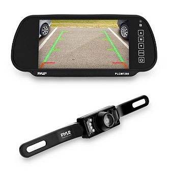 Pyle Backup Camera & Rearview Mirror Display Kit - 7'' LCD Mirror Monitor, Night Vision Cam