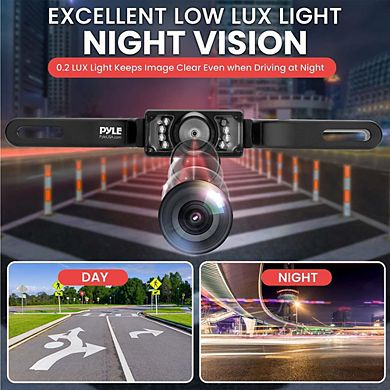 Pyle Backup Camera & Rearview Mirror Display Kit - 7'' LCD Mirror Monitor, Night Vision Cam
