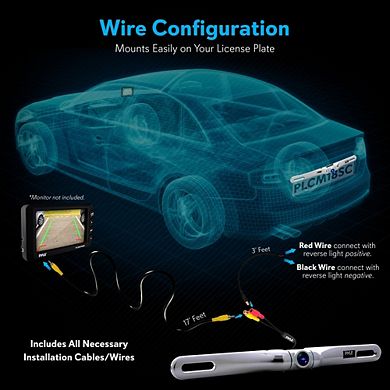 Pyle License Plate Backup Camera with Chrome Finish & Waterproof Design - PLCM18SC