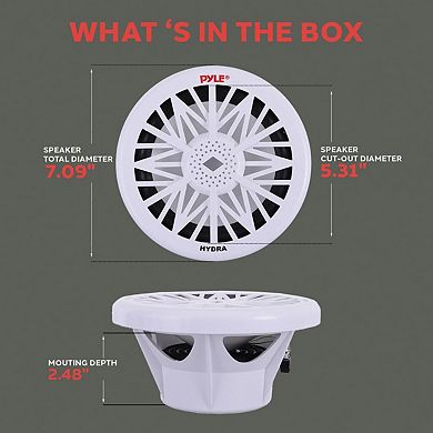 Pyle 8'' Marine Subwoofer - 400W Max - Water Resistant with Polypropylene Cone - PLMRW8