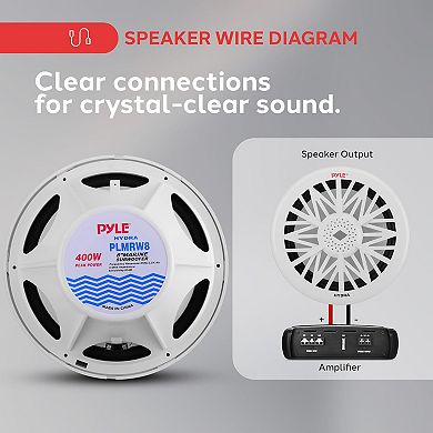 Pyle 8'' Marine Subwoofer - 400W Max - Water Resistant with Polypropylene Cone - PLMRW8