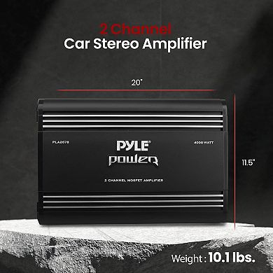 Pyle 2-Channel Bridgeable MOSFET Amplifier - 4000W Max - Advanced Protection Circuitry - Black - 1ct
