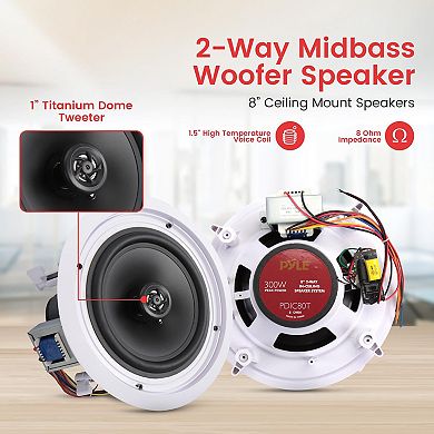 Pyle 8” Ceiling Wall Mount Speakers - Pair of